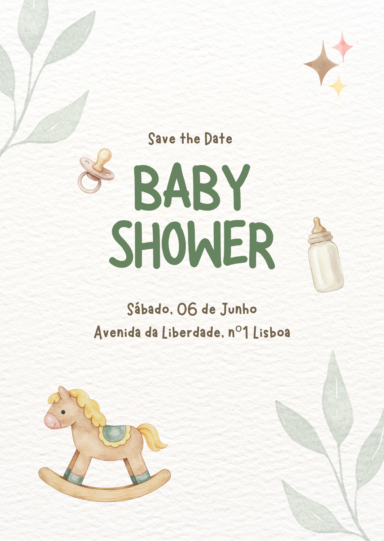 Elegant Green Baby Shower Invitation - Template