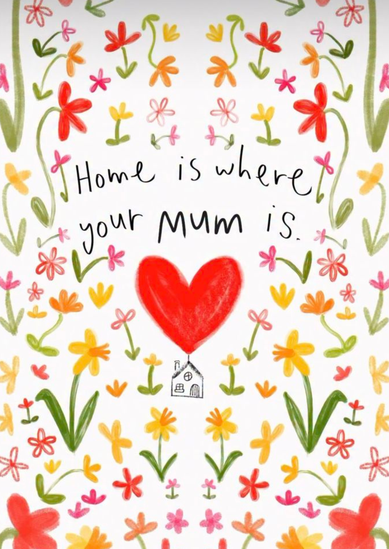 “Home Is Where Your Mom Is” Floral Postcard - Colorful Printable Card